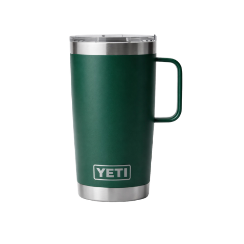 Termo YETI Rambler® Mug 20oz en color Northwood Green (Verde Bosque), acero inoxidable con aislamiento al vacío