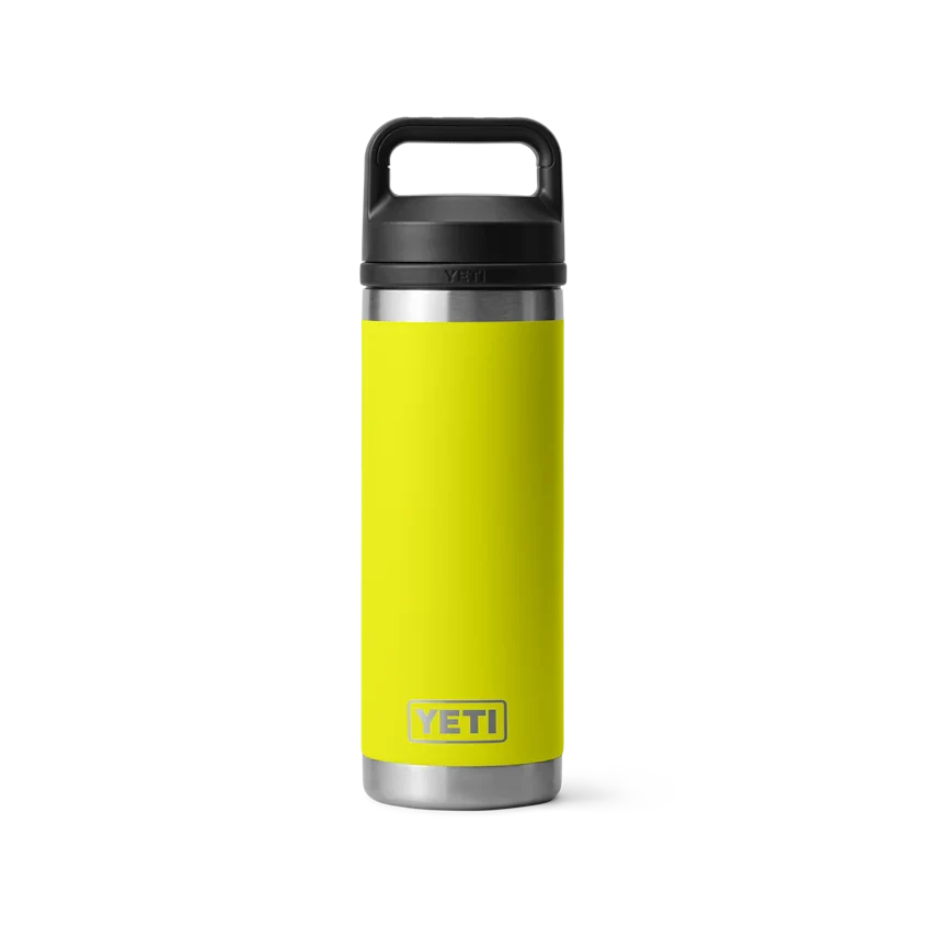 Termo YETI Rambler® Water Bottle 18oz en color Firefly Yellow (Amarillo), acero inoxidable con aislamiento al vacío