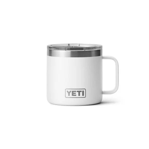 Termo YETI Rambler® Mug 14oz en color Blanco, acero inoxidable con aislamiento al vacío