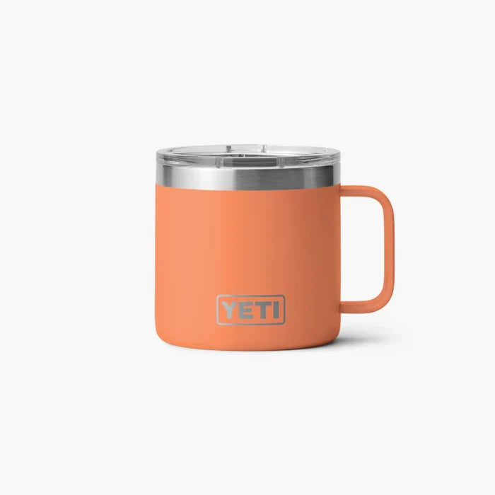 Termo YETI Rambler® Mug 14oz en color Coral, acero inoxidable con aislamiento al vacío